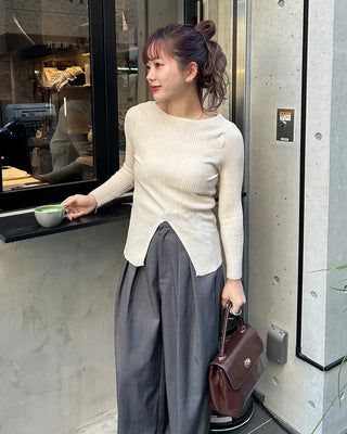Slit Button Rib Knit