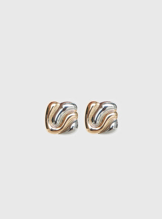 Heavenly Dream Square Earrings Gold  Silver