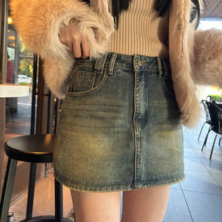 denim mini skirt