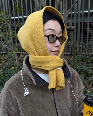 Melange knit wool scarf