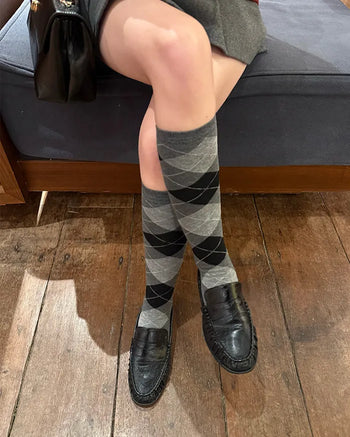Argyle knee socks