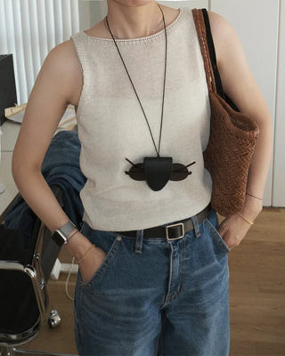 Linen knit sleeveless top