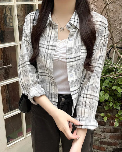 Checked cropped shirt