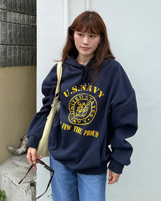 US NAVY Lettering Hooded Parka