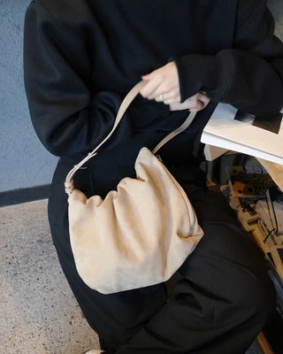 Suede drawstring shoulder bag