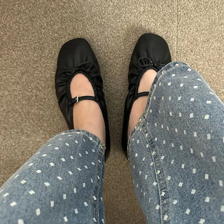 Ribbon Shirring Flat Pumps