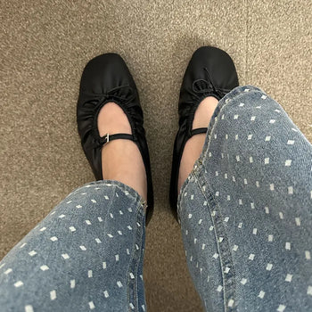 Ribbon Shirring Flat Pumps