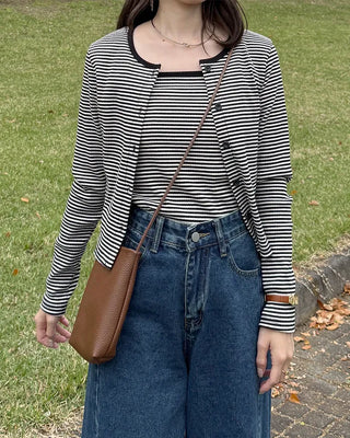 Striped camisole cardigan set