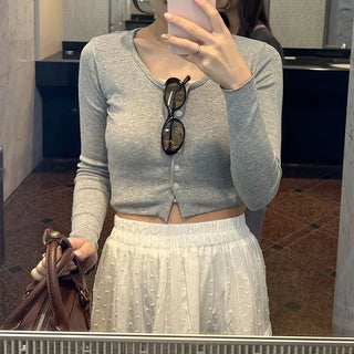 Cropped basic cardigan