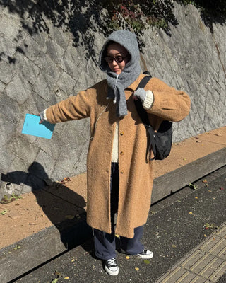 Boucle Collar Long Coat