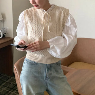 Ribbon knit vest