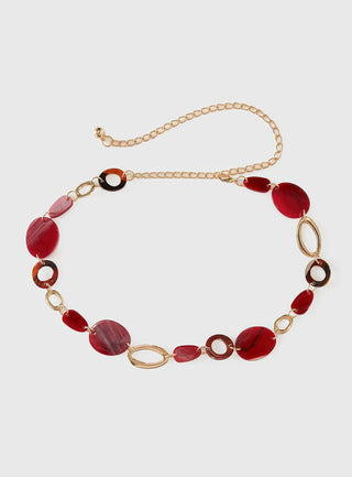Felon Beaded Chain Belt Gold  Red