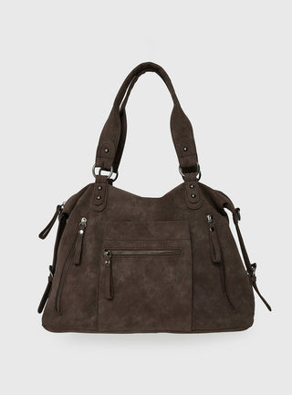 Olsenn Faux Suede Oversized Shoulder Bag Slate