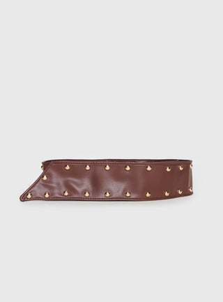 City Of Dreams Faux Leather Belt Brown  Gold