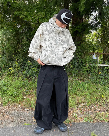 Camouflage nylon hooded blouson