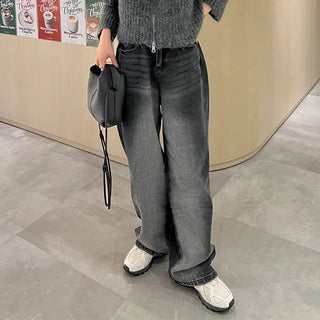 Washed denim pants