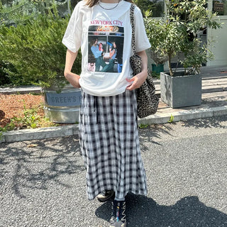 Checked Easy Long Skirt