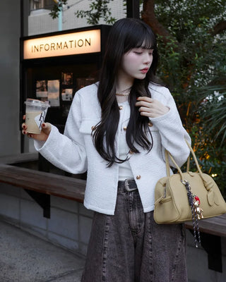 Classic gold button tweed jacket