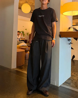 Pinstripe two-pleat slacks