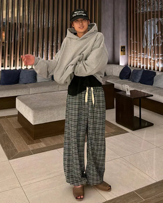 Checked Easy Wide Pants
