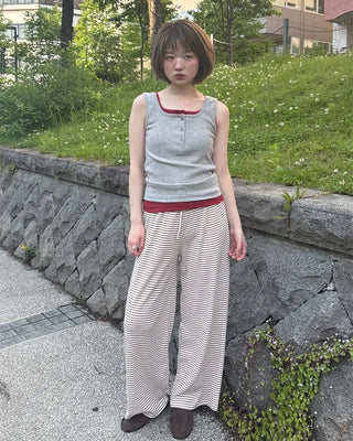 Striped wide easy pants