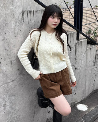 Crop Cable Knit Cardigan