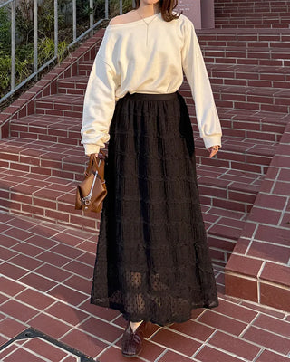 Polka Dot Frill Long Skirt