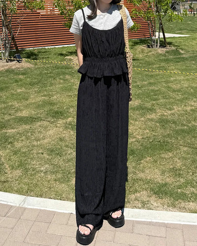 Frill Shirred Bustier Pants Set