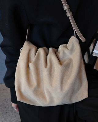 Suede drawstring shoulder bag