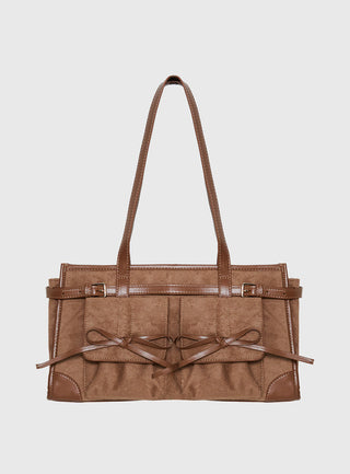 Beaming Bow Detail Shoulder Bag Tan
