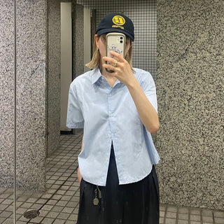 Plain cropped short-sleeved shirt