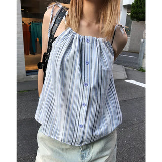 Striped button camisole