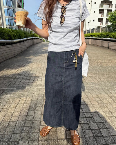 I-line denim skirt