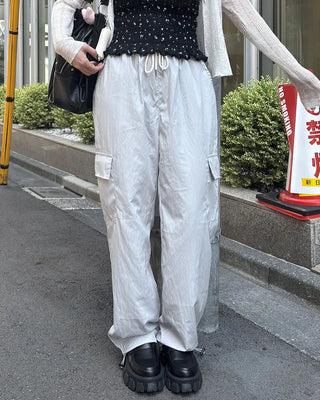 Cargo waist drawstring pants