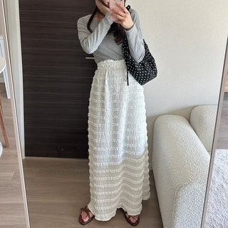 Lace wave long skirt