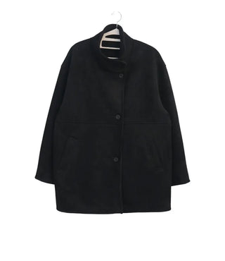 Suede mid-length shearling coat