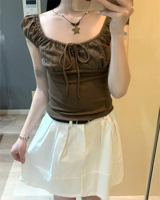 Shirred Ribbon Point T-Shirt