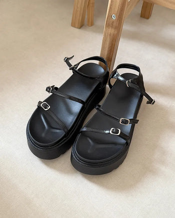 Platform sandals with belts