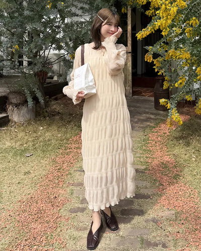Chiffon pleated long dress