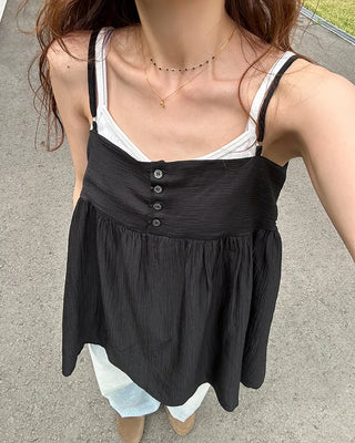 Back-button sleeveless blouse