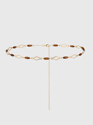 Long Weekends Beaded Chain Belt Gold / Brown