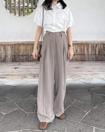 Belted wide-leg pants