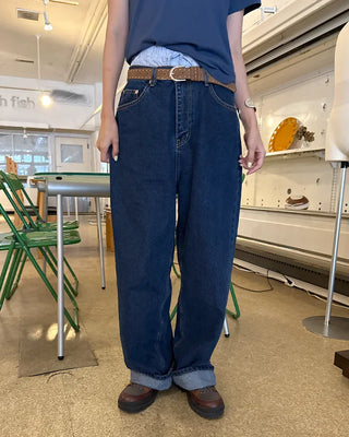 Wide-fit low-rise denim pants