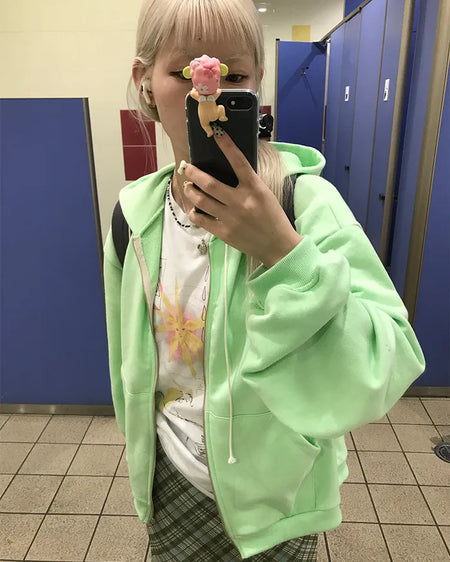 Color Point Zip Hoodie