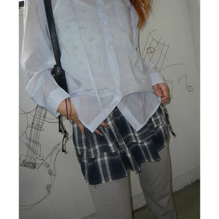 Checked frill wrap skirt