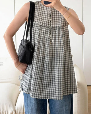 Checked long blouse