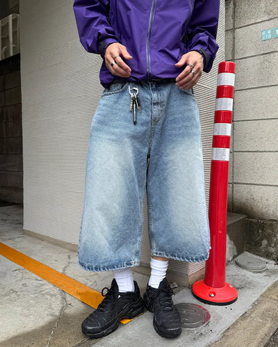 Washed maxi Bermuda denim