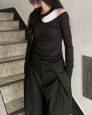 Double-breasted see-through T-shirt