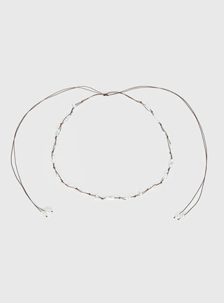 Delle Pearl Detail Wrap Belt Brown