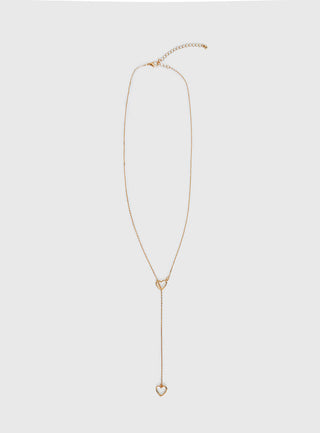 Velvet Chaos Y Heart Necklace Gold